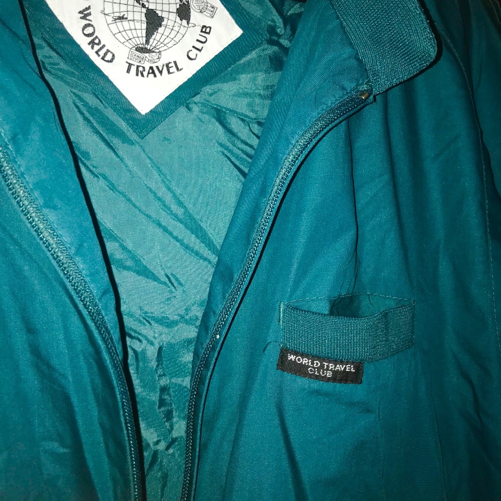 Vintage 70's World Travel Club Bomber Jacket Teal